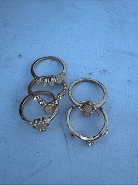 Stackable Rose Gold-Tone Crystal Accent Rings - Set of 5